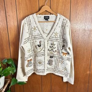 Vintage Designers Studio Original Christmas Cardigan Cottagecore Novelty